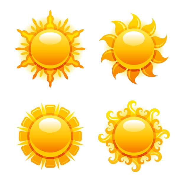 Icones Du Soleil Illustration De Soleil D Ete Graphique Du Lever Du Soleil Avec Symbole De