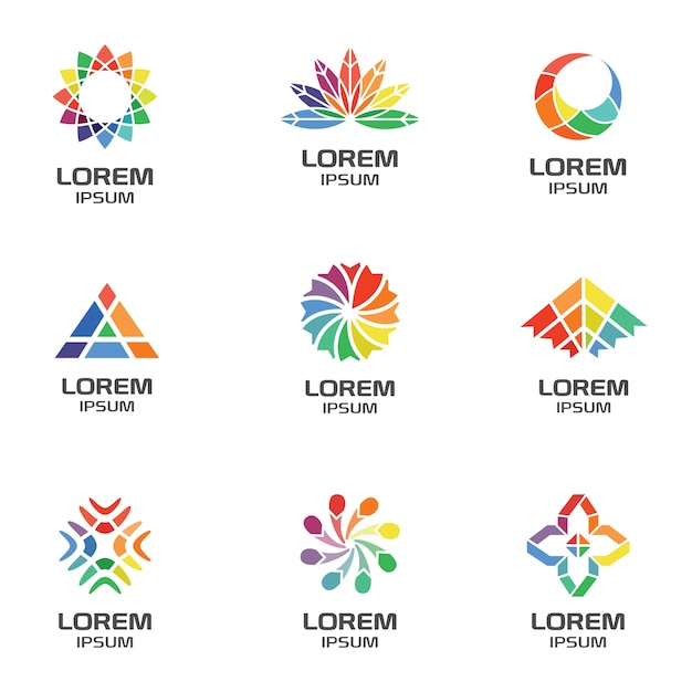 Idée De Logo De Forme Géométrique Coloré Pour Entreprise Vecteur Premium