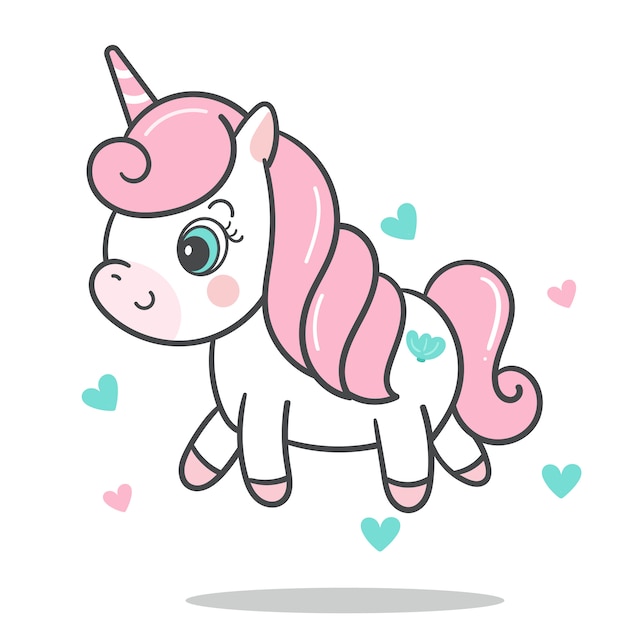 Illustrateur De Dessin Animé Mignon De Licorne Dans Les Airs