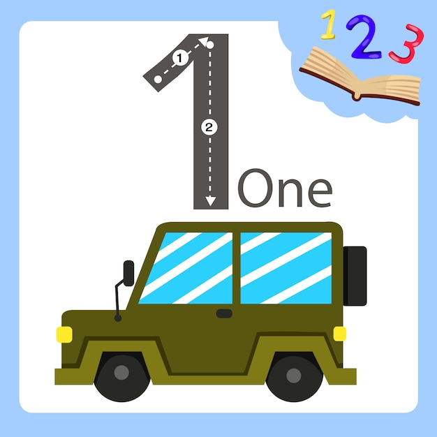 Illustrateur de la voiture à numéro un Vecteur Premium