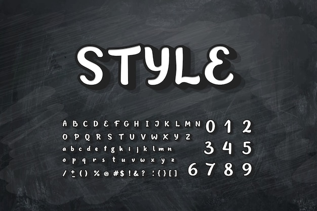 Illustration de l'alphabet de craie sur le tableau noir. Vecteur Premium