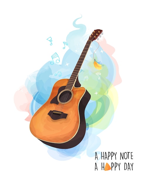 Illustration De Carte D Anniversaire Theme Guitare Vecteur Premium