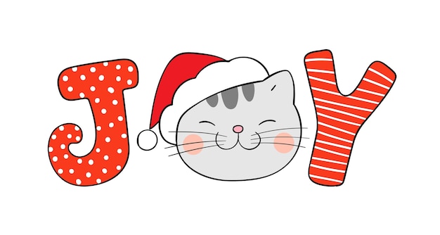 Illustration De Chaton Joyeux Noel Vecteur Premium