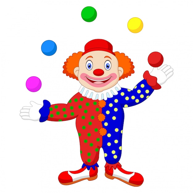 Illustration D Un Clown Jonglant Avec Des Balles Vecteur Premium