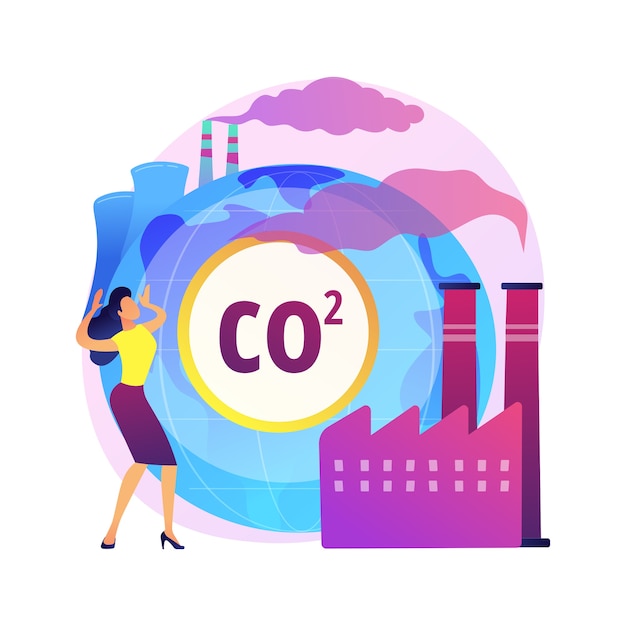 Illustration de concept abstrait des émissions mondiales de co2. empreinte carbone mondiale, effet de serre, émissions de co2, taux et statistiques par pays, dioxyde de carbone, pollution atmosphérique Vecteur gratuit