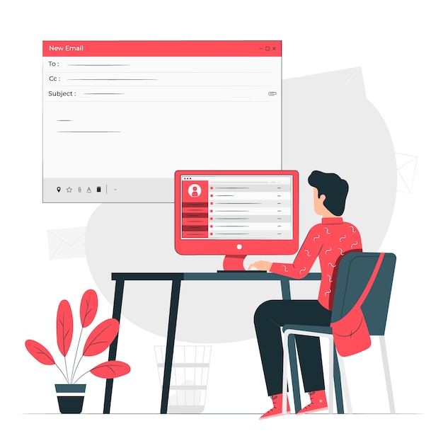 Illustration de concept d'emails Vecteur gratuit