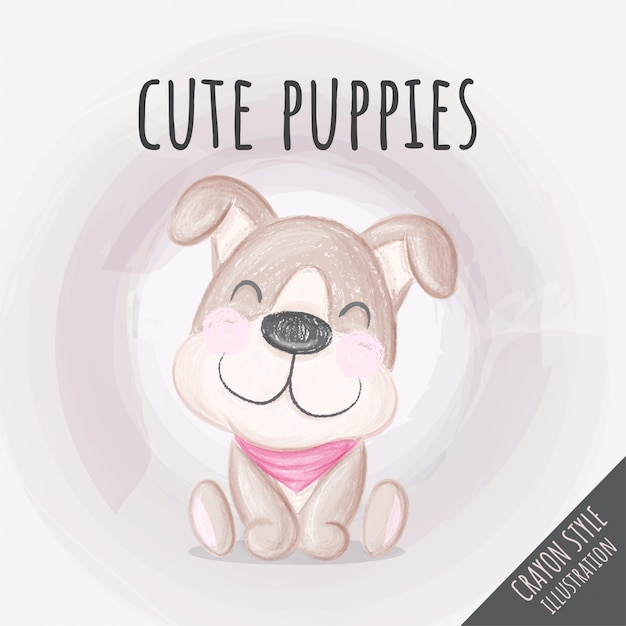 Illustration De Crayon Chiot Mignon Pour Les Enfants Vecteur Premium