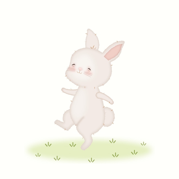 Illustration De Danse De Lapin Bebe Kawaii Mignon Vecteur Premium