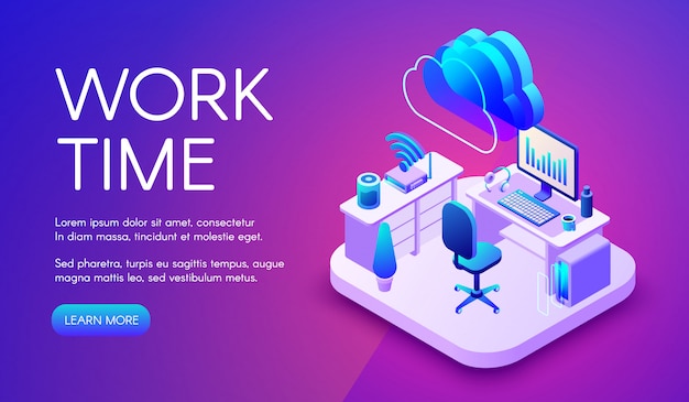 Illustration de travail et de nuage sur Internet d'un bureau intelligent ou d'un lieu de travail avec connexion de routeur. Vecteur gratuit Illustration de travail et de nuage sur Internet d'un bureau intelligent ou d'un lieu de travail avec connexion de routeur. Vecteur gratuit