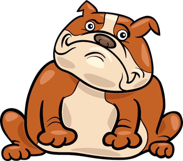 Illustration De Dessin Anime Chien Bulldog Anglais Vecteur Premium