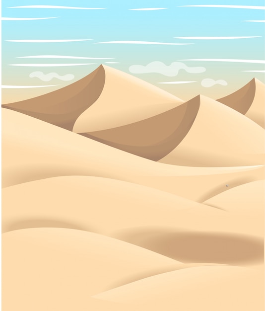 Illustration De Dessin Anime Du Desert Conception D Espace Terrestre Plat Illustration Avec Sable Et Ciel Vecteur Premium