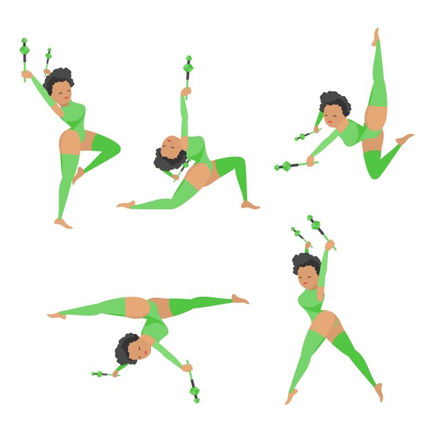 Illustration de dessin animé de gymnastique vectorielle Vecteur Premium
