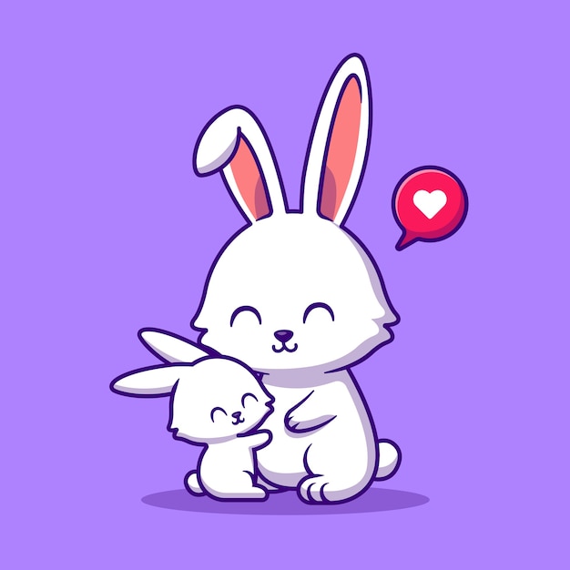 Illustration De Dessin Anime De Lapin Mere Et Bebe Lapin Vecteur Premium