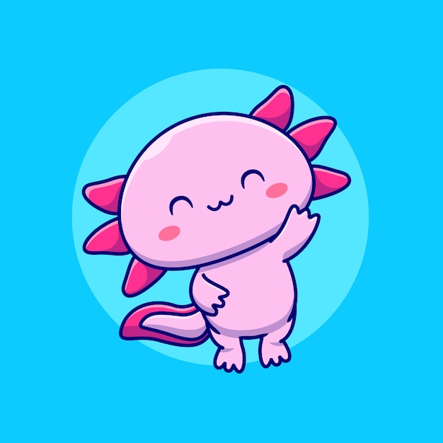 Illustration De Dessin Animé Mignon Axolotl. Concept D'amour Animal