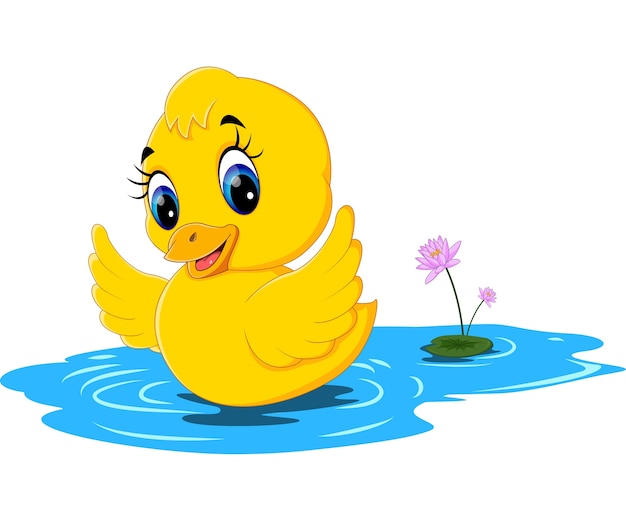 Illustration De Dessin Anime Mignon Bebe Canard Vecteur Premium