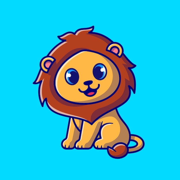 Illustration De Dessin Anime Mignon Bebe Lion Assis Vecteur Gratuite