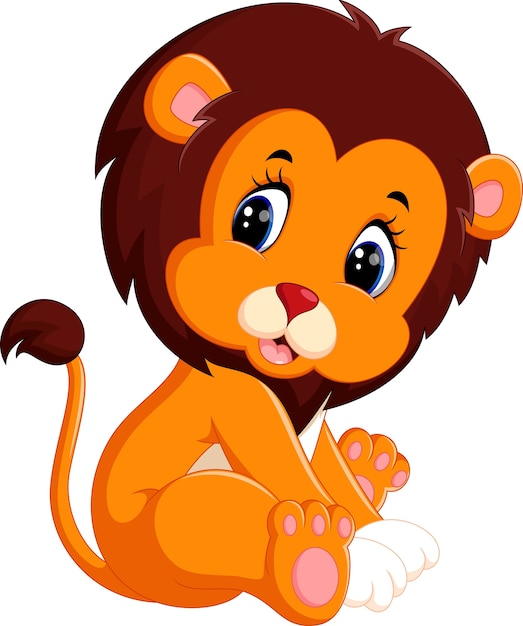 Illustration De Dessin Anime Mignon Bebe Lion Vecteur Premium