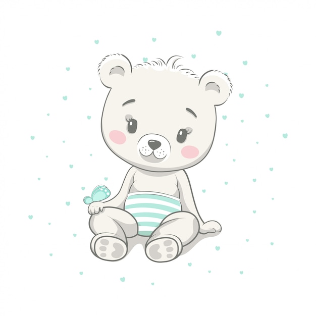 Illustration De Dessin Anime Mignon Bebe Ours Vecteur Premium