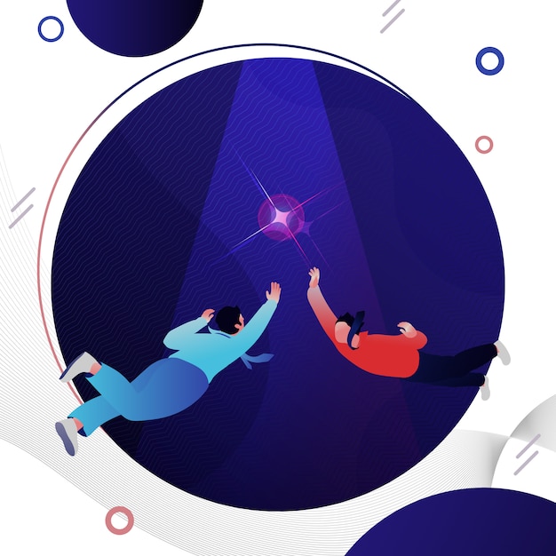Illustration de deux concurrents atteignant l'objectif Vecteur Premium