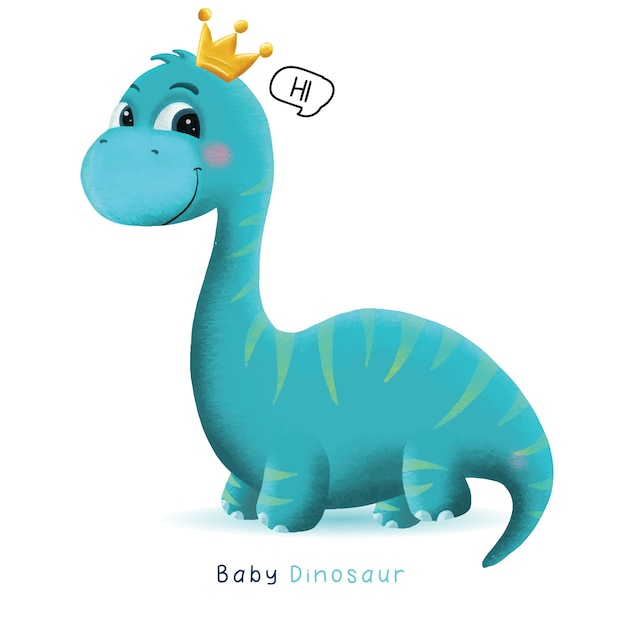 Illustration De Dinosaure Bebe Mignon Dessine A La Main Vecteur Premium