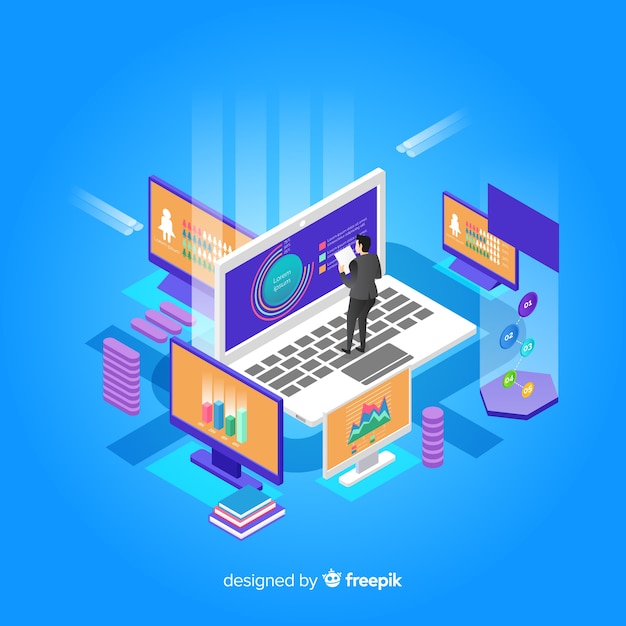 Illustration du concept de visualisation des données isométriques Vecteur gratuit