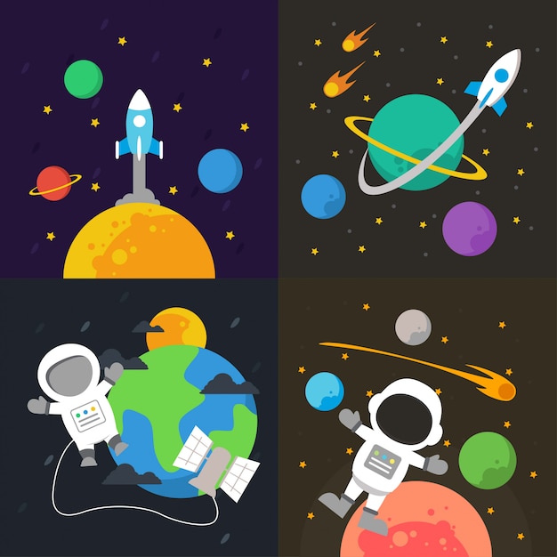 Illustration de l'espace extra-atmosphérique Vecteur Premium