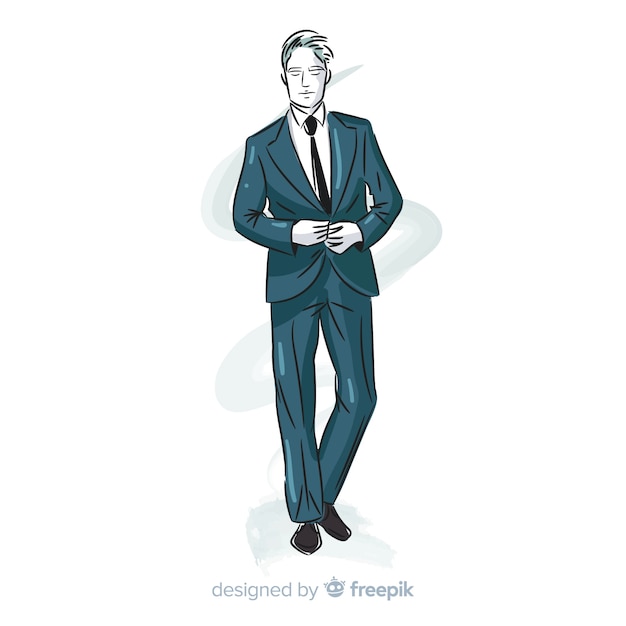 Illustration de l'homme mode dessiné à la main Vecteur gratuit