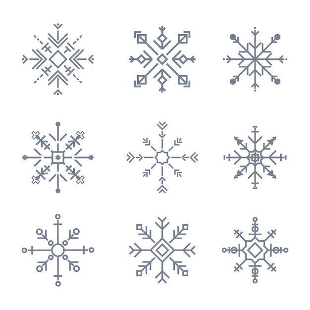 Illustration Des Icones De Flocons De Neige Mignon Vecteur Gratuite