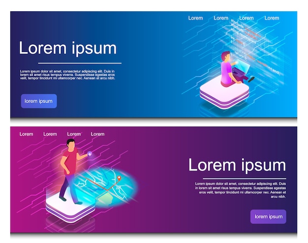Illustration isométrique une carte en ligne, code d'écriture Vecteur Premium