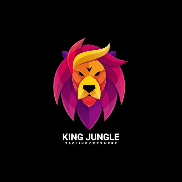Illustration Logo Style Colore Degrade King Jungle Vecteur Premium