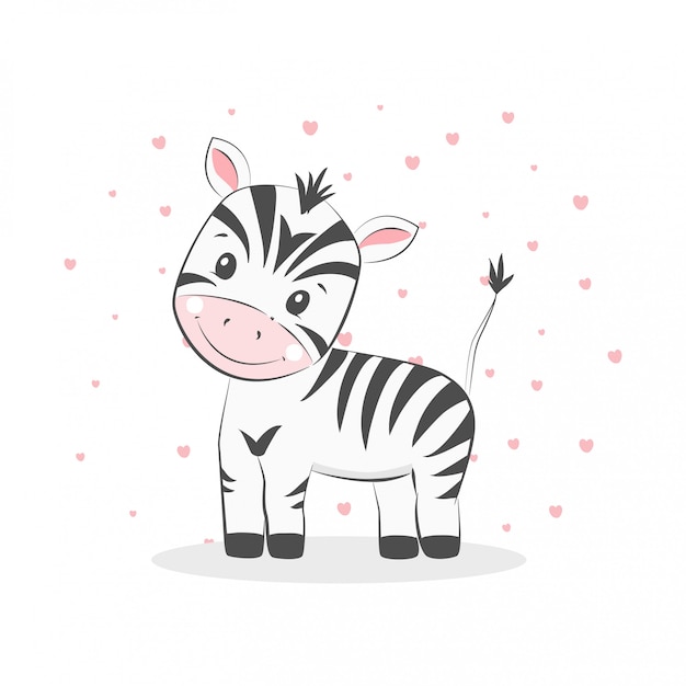 Illustration Mignonne Avec Bebe Zebre Vecteur Premium