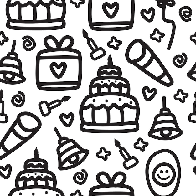 Illustration De Modele Anniversaire Kawaii Doodle Dessin Anime Vecteur Premium