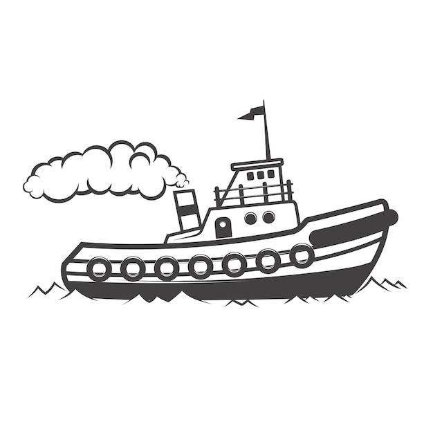 illustration de navire de remorquage sur fond blanc elements pour logo etiquette embleme signe illustration vecteur premium