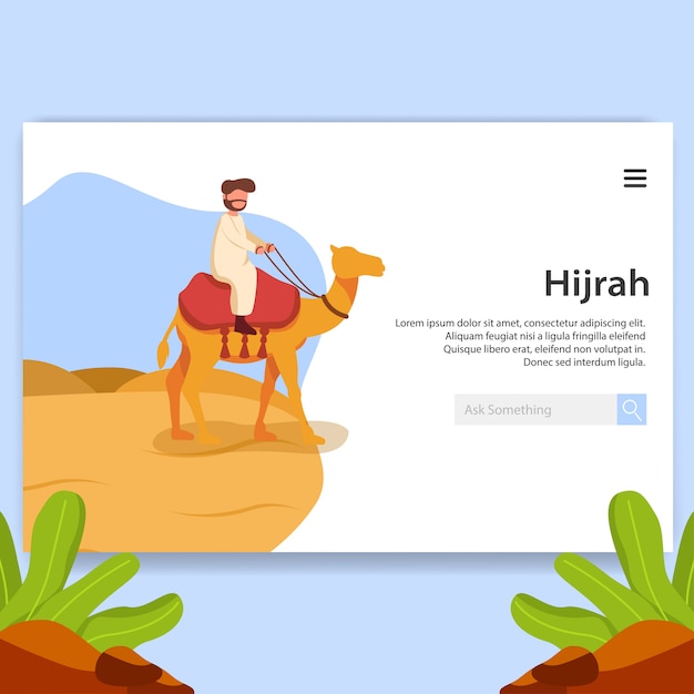 Illustration d'une page d'atterrissage hijrah, conception de l'interface utilisateur du nouvel an islamique Vecteur Premium