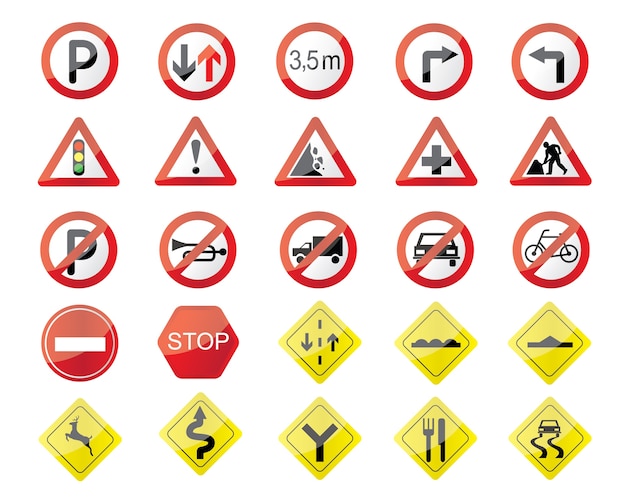 Illustration De Panneaux De Signalisation Vecteur Premium