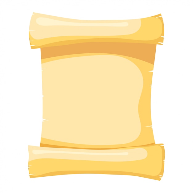 Illustration de papyrus. objet isolé. style de bande dessinée. papyrus jaune abstrait, un rouleau de parchemin Vecteur Premium