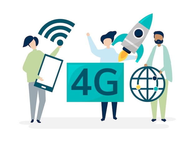 Illustration de personnage de l'icône 4g Vecteur gratuit