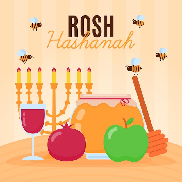 Illustration De Rosh Hashanah Vecteur Gratuite