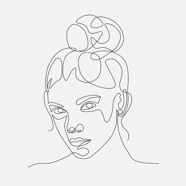 Illustration De Tête De Femme Lineart Un Dessin Au Trait Vecteur