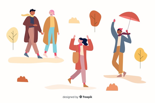 Illustration avec thème automne et vêtements Vecteur gratuit