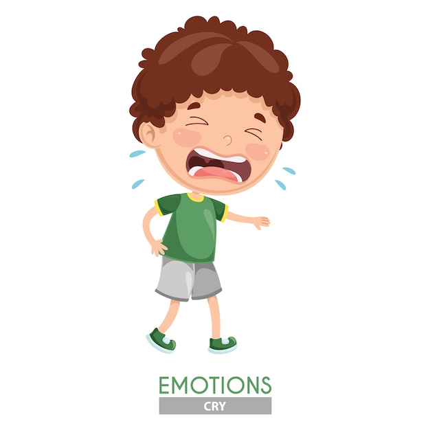 Illustration Vectorielle De L Enfant Qui Pleure L Emotion Vecteur Premium