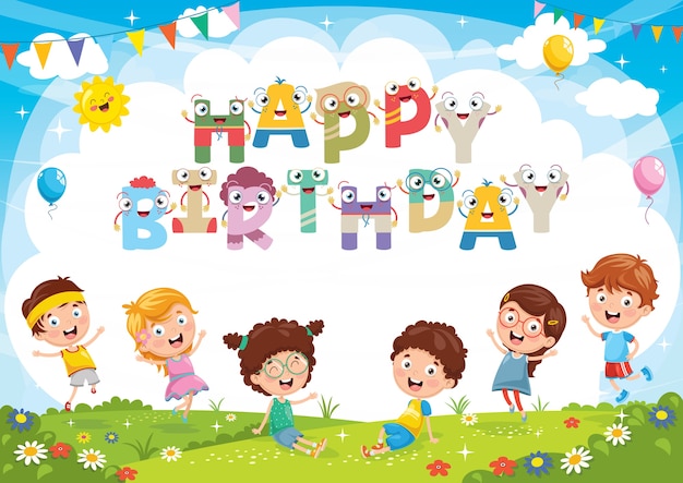 Illustration Vectorielle De Fond De Fete D Anniversaire Enfants Vecteur Premium