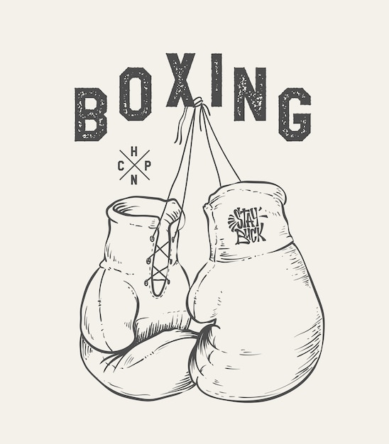 Illustration Vectorielle De Gants De Boxe. Tshirt Imprimé. Vecteur