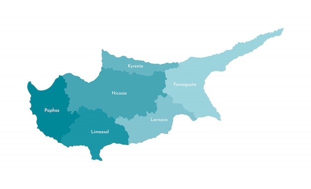 Illustration vectorielle isolé de la carte administrative simplifiée de chypre Vecteur Premium