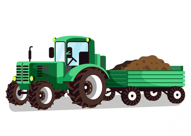 Illustration Vectorielle De Tracteur Avec Attache De Chariot Vecteur Premium