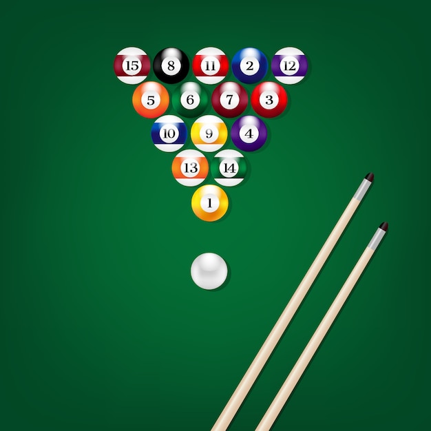 Illustration vue de dessus des boules de billard Vecteur Premium