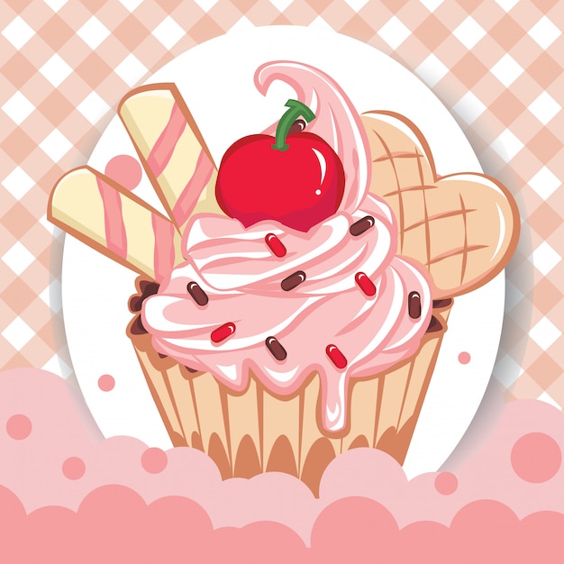Illustrations De Dessin Anime De Cupcakes Avec Motif Transparent Bonbons Pour La Fete D Anniversaire Dessert Sucre Et Delicieux Petit Gateau D Anniversaire Vecteur Premium
