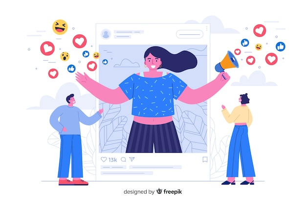 Influenceurs sur la page de destination des médias sociaux Vecteur gratuit