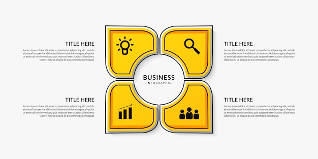 Infographie de flux de travail avec quatre rapports facultatifs, rapport de communication des données hiérarchiques pour l'entreprise Vecteur Premium