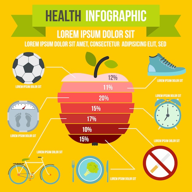 Infographie De La Santé Dans Le Style Plat Pour N'importe Quelle Conception Vecteur Premium